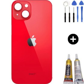 Resim Teknik Evim iPhone 14 Plus Uyumlu Arka Pil Batarya Kapak Kırmızı + Montaj Kiti 