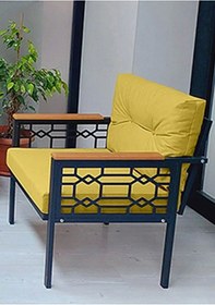 Resim Adımshos Tekli Lazer Balkon-bahçe-ofis-kafe Çay Seti Koltuk Oturma Takımı-oturma Grubu Sarı 