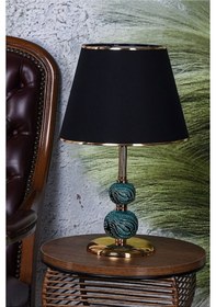 Resim Dekoratif Yeşil Çini Gold Kaplama Abajur Gold 