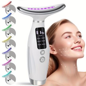 Resim Şarj Edilebilir LED Isıtmalı Yüz ve Boyun Masajı Cihazı - USB Şarj, 400mAh Lityum Pil - Kadınlar İçin Cilt Bakım Aracı, Anneler Günü Hediyesi İçin İdeal, Boyun ve Yüz Masajı, Yüz Masajı Cihazı 