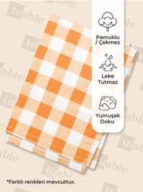 Resim Kareli Masa Örtüsü Turuncu 160x220cm 
