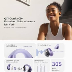 Resim QCY C30 (QT33) Crossky Kablosuz Küpe Kulaklık 4 Mikrofon Enc Ipx5 Bluetooth 5.4 Siyah 