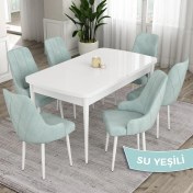 Resim Canisa Concept Eta Serisi, 80X132 Açılabilir Mdf Mutfak Masa Takımı, Beyaz Masa 6 Sandalye 