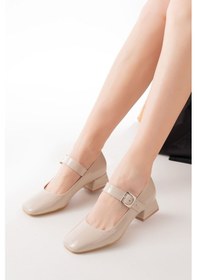 Resim Aska Shoes St-006 Rugan/cild/süet Günlük 4 Cm Topuklu Bayan Ayakkabı Bej Rugan 