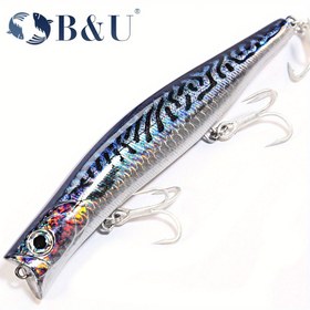 Resim B&U Yüzen Minnow Jerkbait Yem - Uzun Atış Lipless Wobblers, Tuzlu Su Deniz Balığı ve Pika Balıkçılığı için Büyük Yapay Yem, 3D Baskı, ABS Malzeme, Balıkçılar için Gerçekçi Tasarım, Balıkçılık Takımı | Gerçekçi Yüzen Yem | Dayanıklı ABS 