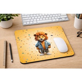 Resim Sevimli Aslan Desenli Mousepad 21x17,5 Cm Kaymaz Tabanlı Düz Mouse Pad Ofis & Gaming 