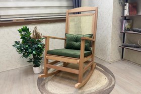 Resim VERANDA MİNDERLİ SALLANAN SANDALYE, YEŞİL, NATUREL AYAK 
