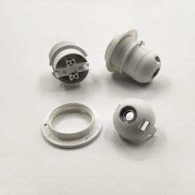 Resim Retro Vitrini Dekoratif Plastik E-27 Yarım Dişli Halkalı Geçmeli Duy Beyaz (2 Adet) 