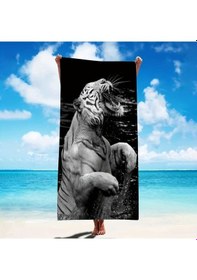 Resim Kaplan 80x150 Su Emici Kum Tutmaz Plaj Havlusu &banyo Havlusu 