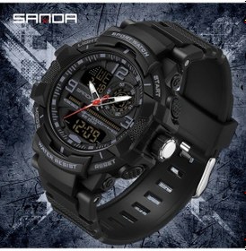 Resim Oldfriend Sanda Erkek Spor Saati 50m Su Gecirmez Cift Ekran Led Kauçuk Kayış Siyah Diğer 