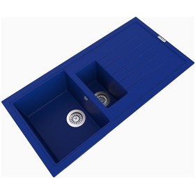 Resim Polex Cristalüx Granit Evye P-01 Mavi 1.5 Gözlü Tezgah Altı Ve Tezgah Üstü Mutfak Evyesi 99x49.5 CM 