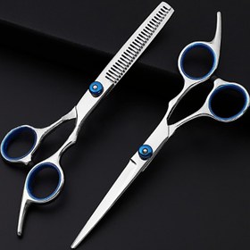 Resim 2 adet Profesyonel Saç Kesme Makası Seti - 15.24 cm, Tüm Saç Tipleri için Hassas Kesme ve İnceltme Makasları, Hipoalerjenik Berber Araçları 