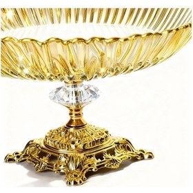 Resim Elta Collection Aurora Oval Gold Ayaklı Cam Servis & Sunumluk Tabak 25x35 