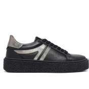 Resim Derimod Kadın Siyah Bağcıklı Kalın Tabanlı Deri Sneaker 25AFD511118 