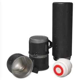 Resim Hytech HY-TM11 Mat Siyah 500ML Iç 304 Dış 201 3’lü Paslanmaz Çelik Termos Kupa-Bardak Seti 