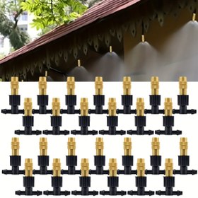 Resim 40 adet Açık Hava Püskürtme Soğutma Bahçe Sulama 1/4 İnç Pirinç Sis Nozulları 4/7mm Hortum Bahçe Bahçe, Patio Serası için 