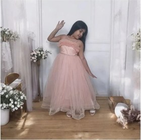 Resim Ahsenim Bebe Roba Fırfırlı Pullu Uzun Kız Çocuk Abiye Elbise 