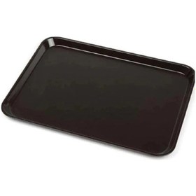 Resim 10 Adet Siyah Midi Boy Plastik Servis Tepsisi Kırılmaz Lokanta Büfe Fast Food Kullanım 44x32 Cm 