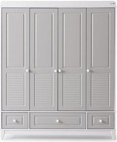 Resim Joy 4 Kapılı Dolap, Bebek ve Genç Odası Dolap Gri 