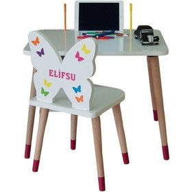 Resim Liva Ahşap Çocuk Aktivite Masa Sandalye Takımı 1 Masa + 1 Sandalye Beyaz - Pembe 