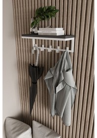 Resim Aju Modern Portmanto Duvar Tipi Askılık Ve Raf Ceket Şemsiye Çanta Havlu Elbise Posta Hol Koridor Askıs Beyaz 