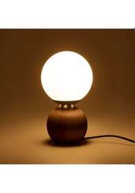 Resim Lighting Opal Cam Top Abajur - Ceviz / Beyaz - 26x15x15 Cm Çok Renkli 