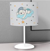 Resim instababyrooms Ayda Uyuyan Ayı Desenli Çocuk Odası Dijital Baskılı Çocuk Odası Masaüstü Abajur Avize 