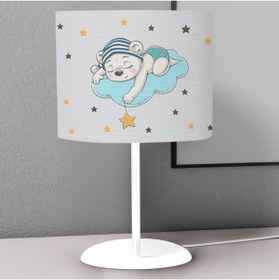 Resim instababyrooms Ayda Uyuyan Ayı Desenli Çocuk Odası Dijital Baskılı Çocuk Odası Masaüstü Abajur Avize 