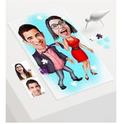 Resim Kişiye Özel Sevgililer Karikatür 240 Parça A3 Puzzle - 4 