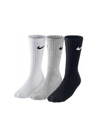 Resim Nike Dri Fit 3 Pack Cotton Crew Socks 3 Lü Pamuklu Spor Çorap Beyaz Gri Siyah Çok Renkli 