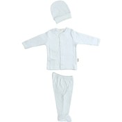 Resim Sebi Bebe Bebek Pijama Takımı Nokta Puantiyeli 3'lü Kendinden Eldivenli Pamuklu 