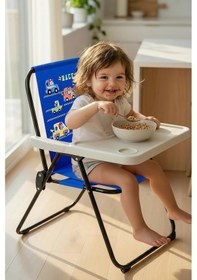 Resim Exent Kids 2 6 Yaş, Race Car Katlanır Portatif Mama Sandalyesi, Tak-çıkar Masa İle-mavi 