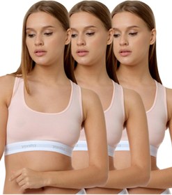 Resim SELORA Ozorenza Kadın Pembe Sporcu Sütyen Büstiyer Full Likralı Pamuk 3lü 