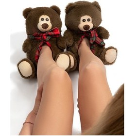 Resim Yogi Kadın Hayvanlı Panduf Kahverengi 36/41 Kahverengi 