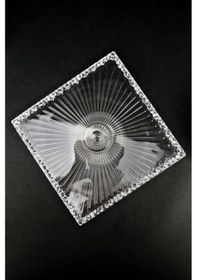 Resim Digithome Cam Servis Tabağı Sunum Kek Standı Kare 18 Cm Sn.dmr.101 C1-1-288 