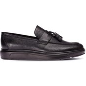 Resim Deery Hakiki Deri Püsküllü Siyah Comfort Erkek Loafer Siyah 