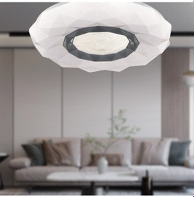 Resim Paris Tekli Beyaz 3 Renkli 61 Watt Ledli Modern Oturma Odası, Koridor, Salon Led Avize Beyaz 