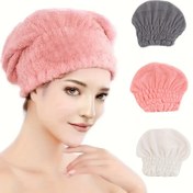 Resim 1 Adet Mercan Polar Saç Havlusu - Kadınlar İçin Ultra Yumuşak Süper Emici Hızlı Kuruyan Hafif Banyo Bonesi, 3 Renk (Pembe/Gri/Beyaz), Sadece Elde Yıkama, Modern Banyo Gereçleri 