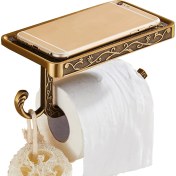 Resim Xinh Vintage Oyma Banyo Cep Telefonu Tutucu Raf Havlu Raf ile Tuvalet Kağıdı Tutucu Siyah Rulo Doku Kutuları Wc Stand Dispenser | Kağıt Tutucular (Yurt Dışından) 