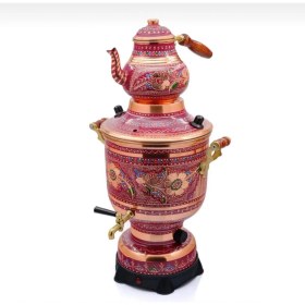 Resim Airobazar %100 Saf Bakır Elektrikli Geleneksel Bakır Semaver El Yapımı Işlemeli, 6 Litre 