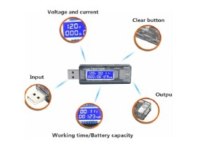 Resim OEM KWS-V20 LED Ekranlı USB Voltmetre Ampermetre USB Sarj ve Kapasite Cihazı - (4-20V, 0-3A, 0-99H, 0-99999MAH) 
