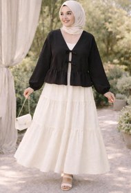 Resim CNG MODA Önü Bağlamalı Fırfırlı Kimono Gömlek 