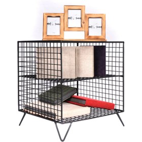 Resim GO DEKOR Yan Sehpa Iki Gözlü Grid Iskandinav Komidin 40x40 