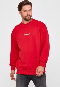 Resim westkombin Kırmızı Brooklyn Baskılı Overisize Sweat 