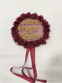 Resim Evsay Gelinin Yengesi Yazılı Özel Kına Tefi Kına Malzemeleri Def 