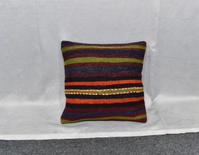 Resim Zehra Abla Halı Yeni El Dokuma Dekoratif Kilim Kırlent Yastık Kılıfı 6500 Çok Renkli 