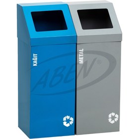 Resim abencelik 2 li Metal Sıfır Atık Kutusu Geri Dönüşüm Çöp Kovası 