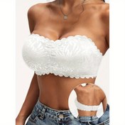 Resim 1 Adet Kadınlar İçin Askısız ve Kablosuz Bandeau Sütyen - Çıkarılabilir Dolgulu, Şeffaf Olmayan Dantel Kumaşlı, Telsiz, Tüm Gün Rahatlık için Yumuşak Pedli - Partiler, Randevular, Ofis için Mükemmel - 5 Renk Seçeneği (Beyaz/Siyah/Nude/Açık Gri/Koyu Mavi) - Her Mevsim Kullanımına Uygun, Çok Amaçlı İç Giyim, Dikişsiz Tasarım, Hafif Yapılı, Yetişkin İç Çamaşırları 