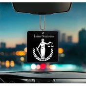 Resim Melek Pazarı Adalet Terazisi Desenli Kişiye Özel İsimli Pleksi Dikiz Ayna Süsü 