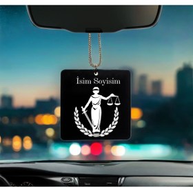 Resim Melek Pazarı Adalet Terazisi Desenli Kişiye Özel İsimli Pleksi Dikiz Ayna Süsü 